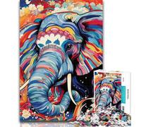 Puzzles for Teenagers Psychedelic Elephant Puzzles 1000 Pieces for Adults,Artistic Wall Decor & Birthday Gift Idea for Friends, Home Office 26x38cm