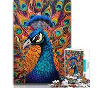 Puzzles for Teenagers Psychedelic Peacock 1000 Pieces Jigsaw Puzzles for Adults And Teens,for Home Decoration for Age 14 Years Up 26x38cm