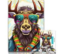 Puzzles for Teenagers Psychedelic Reindeer 1000 Piece Jigsaw Puzzles for Adults,gifts for Friends And Family for Age 14 Years Up 50x75cm