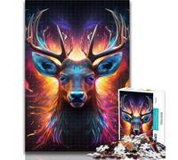 Puzzles for Teenagers Psychedelic Reindeer 1000 Piece Jigsaw Puzzles for Adults,gifts for Friends And Family for Age 14 Years Up 26x38cm