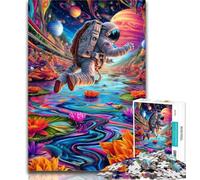 Puzzles for Teenagers Psychedelic Smoke Astronaut Jigsaw Puzzles for Adults 1000 Piece,Family Game Birthday Gifts.Challenge High Difficulty 26x38cm