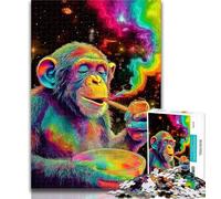 Puzzles for Teenagers Psychedelic Smoke Cat Adult Jigsaw Puzzles 1000 Pieces,Toys Educational Games Stress Relieving Wall Decoration 50x75cm