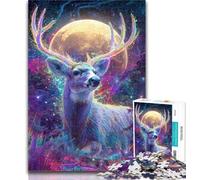Puzzles for Teenagers Psychedelic Visionary Deer Art 1000 Piece Jigsaw Puzzles for Teenagers,is Ideal As A Gift for The Whole Family Suitable for And 14 50x75cm