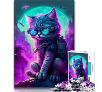 Puzzles for Teenagers Punk Cute Kitten Jigsaw Puzzle 1000 Pieces for Teenagers,Decompressing Intellectual Educational Toy Birthday Present, Gifts (26x38cm)