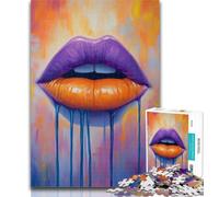 Puzzles for Teenagers Purple Lips 1000 Piece Jigsaw Puzzles for Teenagers,is Ideal As A Gift for The Whole Family Suitable for And 14 50x75cm