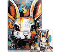 Puzzles for Teenagers Rabbit Graffiti 1000 Pieces Jigsaw Puzzles For Teens And Adults,Toys Educational Games Stress Relieving Enhance Love between Couples 75x50cm