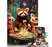 Puzzles for Teenagers Red Panda Art 1000 Pieces Jigsaw Puzzles For Teens And Adults,Toys Educational Games Stress Relieving Enhance Love between Couples 26x38cm