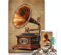 Puzzles for Teenagers Retro Gramophone Adult Jigsaw Puzzles 1000 Pieces,Toys Educational Games Stress Relieving Wall Decoration 50x75cm