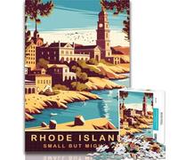 Puzzles for Teenagers Rhode Island City 1000 Pieces Jigsaw Puzzle for Adults& Teens,Stress Reliever Staycation Kill Time Funny Gift 26x38cm