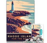 Puzzles for Teenagers Rhode Island Coast 1000 Pieces Jigsaw Puzzle for Adults& Teens,Stress Reliever Staycation Kill Time Funny Gift 26x38cm