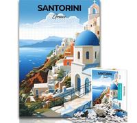 Puzzles for Teenagers Santorini Greece Travel Puzzles 1000 Pieces for Adults,Challenging Game Toys for Is Ideal As A Gift for The Whole Family 75x50cm