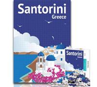 Puzzles for Teenagers Santorini Travel Poster 1000 Piece Jigsaw Puzzle for Adults And Teenagers,Birthday Present, Gifts for And Age 14 26x38cm