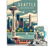 Puzzles for Teenagers Seattle Washington Travel Puzzles 1000 Pieces for Adults,Challenging Game Toys for Is Ideal As A Gift for The Whole Family 26x38cm