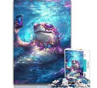 Puzzles for Teenagers Shark Selfie 1000 Piece Jigsaw Puzzles for Teenagers,is Ideal As A Gift for The Whole Family Suitable for And 14 50x75cm