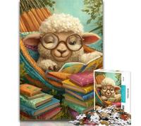 Puzzles for Teenagers Sheep Reading A Book 1000 Pieces Jigsaw Puzzles for Adults And Teens,Wall Decoration Unique Birthday And Xmas Gifts Suitable for And 14 50x75cm