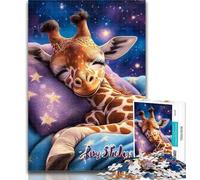 Puzzles for Teenagers Sleeping Giraffe Jigsaw Puzzle 1000 Pieces for Adults,Family Game Stress Reliever Difficult Challenge Great Gifts And Toys 75x50cm