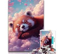 Puzzles for Teenagers Sleeping Red Panda Jigsaw Puzzles for Teenagers 1000 Piece,Educational Game for Birthday, Chrismas for Ages 14+ 50x75cm