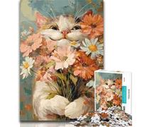Puzzles for Teenagers Smiling Cat Jigsaw Puzzles 1000 Pieces for Adults Teens,Unique Birthday And Gifts for for Age 14 26x38cm