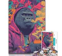Puzzles for Teenagers Smoky Chimpanzee Jigsaw Puzzles for Teenagers 1000,Toys Educational Games Stress Relieving Wishlist with Santa Claus 50x75cm