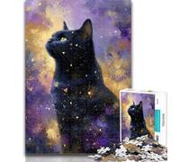 Puzzles for Teenagers Starry Sky Black Cat Jigsaws Puzzles 1000 Pieces for Teenagers Gifts,learning Educational Toys Unique Home Decor And Gifts 26x38cm