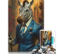 Puzzles for Teenagers Suit Zebra Jigsaw Puzzles 1000 Pieces for Adults Teens,Family Game Stress Reliever Difficult Challenge Secret Santa Gifts 50x75cm