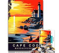 Puzzles for Teenagers Sunset on Cape Cod MA 1000 Pieces Jigsaw Puzzle For Adults Teens,learning Educational Toys Unique Home Decor And Gifts 26x38cm