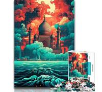 Puzzles for Teenagers Taj Mahal Sailing on Wave 1000 Piece Jigsaw Puzzles for Adults & Teens,Educational Games Home Decoration Deal As Gifts for The Whole Family 50x75cm