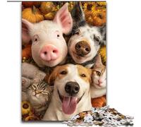 Puzzles for Teenagers Teens 1000pc Puzzle A Group of Farm Animals, for Age 14+ Suitable for Couples Fun at Home Activities, Birthday Present,Travel Gifts 26x38cm