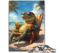 Puzzles for Teenagers Teens 1000pc Puzzle Alligator on Vacation Help The Brain Exercise Addictive Toys to Cultivate Patience Suitable for Couples 26x38cm