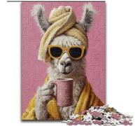 Puzzles for Teenagers Teens 1000pc Puzzle Alpaca Drinking Coffee, Game Toys Every Piece Is Unique - Challenging Family Fun Game for for Age 14 (size 26x38cm)
