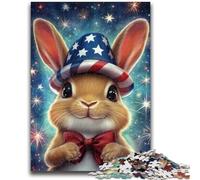 Puzzles for Teenagers Teens 1000pc Puzzle American Flag Bunny Vibrant And Unique Design Relaxing & Challenging Puzzle Experience 50x75cm