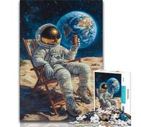Puzzles for Teenagers Teens 1000pc Puzzle Astronaut Sitting on The Moon,Stress Reliever Staycation Kill Time Parent-child Interaction 50x75cm