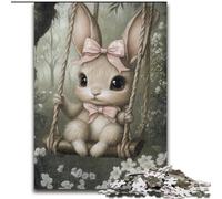 Puzzles for Teenagers Teens 1000pc Puzzle Baby Bunny on The Swing, Train Your Brain And Hands Unique Birthday And Gifts for Age 14+ 26x38cm