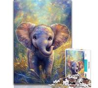Puzzles for Teenagers Teens 1000pc Puzzle Baby Elephant,Educational Family Game Wall Decoration Unique Birthday And Xmas Gifts 38x26cm