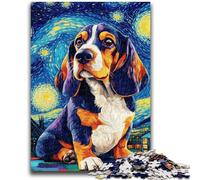 Puzzles for Teenagers Teens 1000pc Puzzle Beagle Under The Night Sky Staycation Kill Time with Fully Interlocking Randomly Shaped Pieces 50x75cm