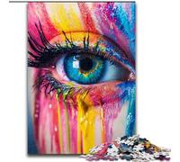 Puzzles for Teenagers Teens 1000pc Puzzle Beautiful Eye with Colorful Paint, Help The Brain Exercise Addictive Toys to Cultivate Patience Enhance Memory (Size 50x75cm)