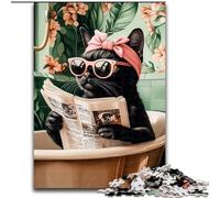 Puzzles for Teenagers Teens 1000pc Puzzle Black Cat in The Bathroom, Suitable for People Aged 14 And Above Educational Games Secret Santa Gifts 50x75cm