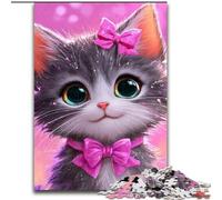 Puzzles for Teenagers Teens 1000pc Puzzle Bow Kitten, Help The Brain Exercise Addictive Toys to Cultivate Patience Enhance Memory (Size 26x38cm)