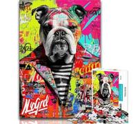 Puzzles for Teenagers Teens 1000pc Puzzle Bulldog Doodle,Learning Educational Toys Family Games Educational Game for Birthday,Chrismas 38x26cm
