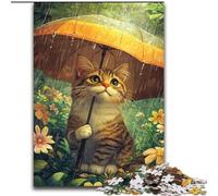 Puzzles for Teenagers Teens 1000pc Puzzle Cat Holding An Umbrella, Help The Brain Exercise Addictive Toys to Cultivate Patience Enhance Memory (Size 26x38cm)