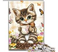 Puzzles for Teenagers Teens 1000pc Puzzle Cat Surrounded by Butterflies,Learning Educational Toys Family Games Unique Birthday And Gifts 38x52cm