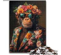 Puzzles for Teenagers Teens 1000pc Puzzle Chimpanzee in Suit, for Educational Game Challenge Toy Unique Home Decor And Gifts (Size 26x38cm)