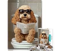 Puzzles for Teenagers Teens 1000pc Puzzle Cocker Spaniel Sitting Toilet,Learning Educational Toys Family Games Educational Game for Birthday,Chrismas 38x26cm