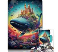 Puzzles for Teenagers Teens 1000pc Puzzle Colorful Blue Whale,Stress Reliever Staycation Kill Time Parent-child Interaction 38x26cm
