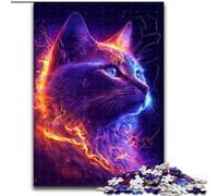 Puzzles for Teenagers Teens 1000pc Puzzle Colorful Neon Cat, Challenging Game And Family Play with Fully Interlocking Randomly Shaped Pieces (Size 50x75cm)