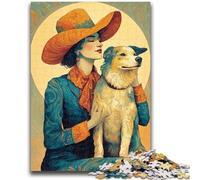 Puzzles for Teenagers Teens 1000pc Puzzle Cowgirl Dog in Wildflowers for Educational Game Challenge Toy Deal As Gifts for The Whole Family 26x38cm