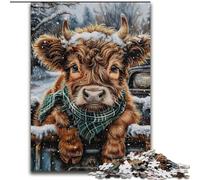 Puzzles for Teenagers Teens 1000pc Puzzle Cute Highland Cow, Train Your Brain And Hands Unique Birthday And Gifts for Age 14+ 26x38cm