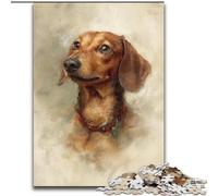 Puzzles for Teenagers Teens 1000pc Puzzle Dachshund Retro, Stress Relief with Fully Interlocking Randomly Shaped Pieces for And 14 Years Old (size 26x38cm)