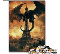 Puzzles for Teenagers Teens 1000pc Puzzle Eiffel And The Dragon, Stress Reliever Difficult Challenge Secret Santa Gifts for Age 14 Years Up (Size 26x38cm)