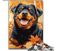 Puzzles for Teenagers Teens 1000pc Puzzle Fallen Leaves Rottweiler, Challenging Game And Family Play with Fully Interlocking Randomly Shaped Pieces (Size 50x75cm)